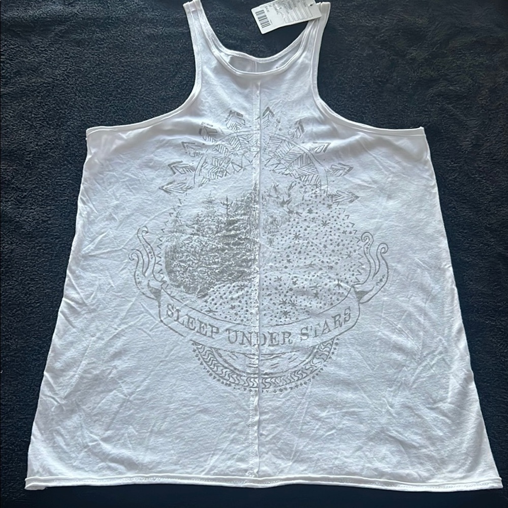 White and Gray Graphic Tank Top